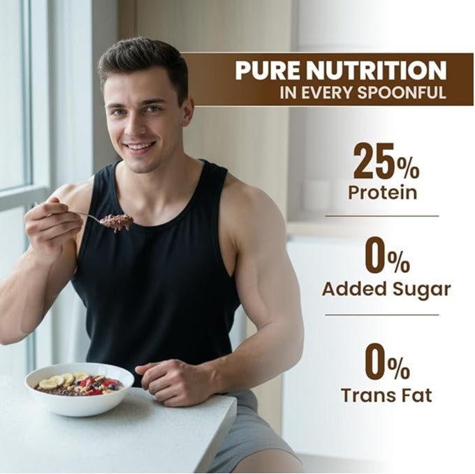 بينتولا شوفان مضاف إليه بروتين مصل اللبن 25 جم، بالشوكولاتة 400 جم | 0% سكر مكرر | خالٍ من الغلوتين | 8 جم ألياف | مع اللوز والزبيب وبذور اليقطين والشيا | إفطار مثالي - Image 3